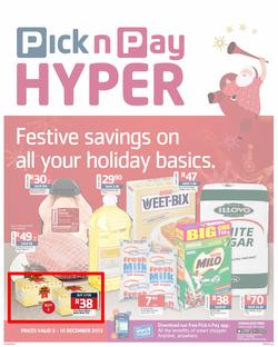 Pick n Pay Hyper: Festive Savings On All Your Holiday Basics ( 03 Dec - 16 Dec 2013), page 1