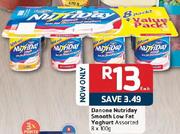 Danone Nutriday Smooth Low Fat Yoghurt-8x100G Each