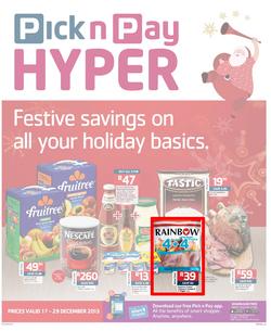 Pick n Pay Hyper: Festive Savings On All Your Holiday Basics ( 17 Dec - 29 Dec 2013), page 1