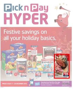 Pick n Pay Hyper: Festive Savings On All Your Holiday Basics ( 17 Dec - 29 Dec 2013), page 1