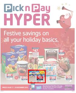 Pick n Pay Hyper: Festive Savings On All Your Holiday Basics ( 17 Dec - 29 Dec 2013), page 1