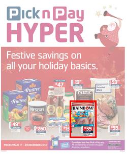 Pick n Pay Hyper: Festive Savings On All Your Holiday Basics ( 17 Dec - 29 Dec 2013), page 1