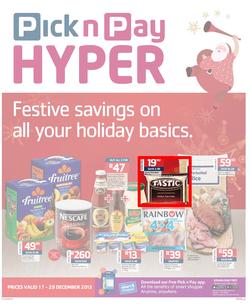 Pick n Pay Hyper: Festive Savings On All Your Holiday Basics ( 17 Dec - 29 Dec 2013), page 1