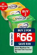 Flora Medium Fat Spread Tub Assorted-2x1kg