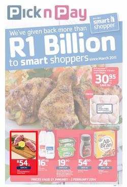 Pick n Pay Western Cape : One Billion Rand ( 21 Jan - 02 Feb 2014 ), page 1