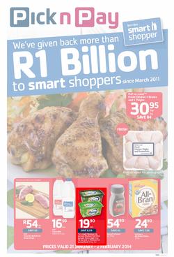 Pick n Pay Western Cape : One Billion Rand ( 21 Jan - 02 Feb 2014 ), page 1
