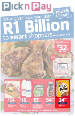 Pick n Pay KwaZulu Natal : One Billion Rand ( 21 Jan - 02 Feb 2014 ), page 1