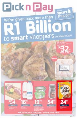 Pick n Pay Gauteng : One Billion Rand ( 21 Jan - 02 Feb 2014 ), page 1