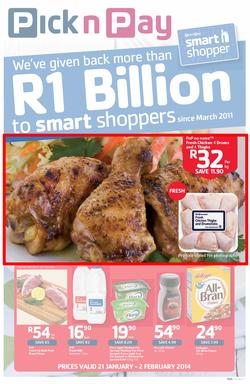 Pick n Pay Gauteng : One Billion Rand ( 21 Jan - 02 Feb 2014 ), page 1