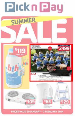 Pick n Pay : Summer Sale ( 20 Jan - 02 Feb 2014 ), page 1