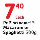 PnP No Name Macaroni Or Spaghetti-500G