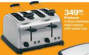 Platinum 4 Slice Stainless Steel Toaster With Bread Tray