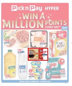 Pick n Pay Hyper Western Cape : Win A Million ( 18 Feb - 02 Mar 2014 ), page 1