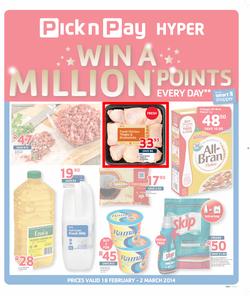 Pick n Pay Hyper Western Cape : Win A Million ( 18 Feb - 02 Mar 2014 ), page 1