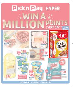 Pick n Pay Hyper Gauteng : Win A Million ( 18 Feb - 02 Mar 2014 ), page 1