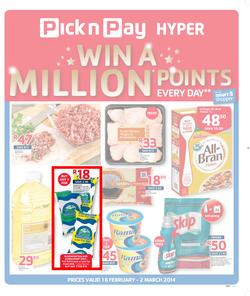 Pick n Pay Hyper Gauteng : Win A Million ( 18 Feb - 02 Mar 2014 ), page 1