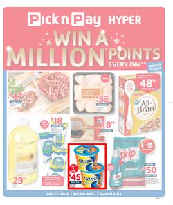 Pick n Pay Hyper Gauteng : Win A Million ( 18 Feb - 02 Mar 2014 ), page 1