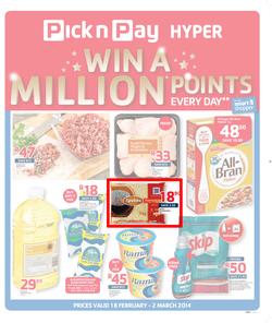 Pick n Pay Hyper Gauteng : Win A Million ( 18 Feb - 02 Mar 2014 ), page 1