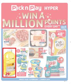 Pick n Pay Hyper Gauteng : Win A Million ( 18 Feb - 02 Mar 2014 ), page 1
