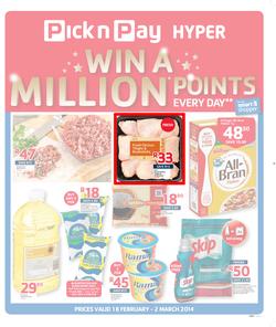 Pick n Pay Hyper Gauteng : Win A Million ( 18 Feb - 02 Mar 2014 ), page 1
