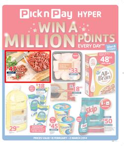 Pick n Pay Hyper Gauteng : Win A Million ( 18 Feb - 02 Mar 2014 ), page 1
