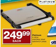 Platinum 4-Slice Stainless Steel Sandwich Press Each