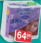 Correll Royal 2 Ply White Toilet Rolls-18's