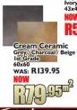 Cream Ceramic Grey Charcoal/Beige 1st Grade-60x60 Sqm