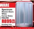 Spectrum Shower Doors White Corner Entry-900 x 900 each