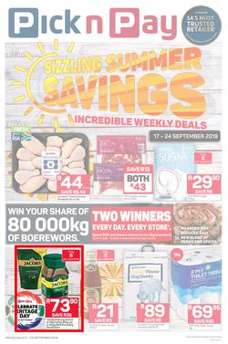 Pick n Pay Western Cape : Sizzling Summer Savings (17 Sep - 24 Sep 2018), page 1