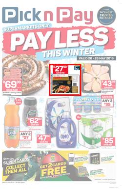 Pick n Pay Gauteng, Free State, North West, Mpumalanga, Limpopo & Northern Cape : Pay Less This Winter (20 May - 26 May 2019), page 1