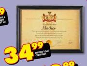 Mother's Day Certificate