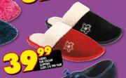 Ladies Fur Collar Slippers Sizes 3-8 Per Pair
