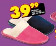 Ladies Soft Mule Slippers Sizes 3-8 Per Pair