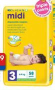 Any 2 Clicks Baby Midi, Maxi or Junior Disposable Nappies