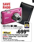 Nikon Coolpix S3100 Pink Digital Camera Bundle Includes: Camera Bag + Lexar 4GB SDHC Memory Card