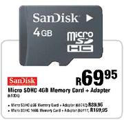 Sandisk Micro SDHC 8GB Memory Card + Adapter