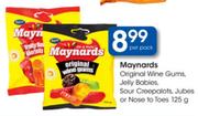 Maynards Original Wine Gums, Jelly Babies, Sour Creepalots, Jubes or Nose To Toe 125gm - Per Pack