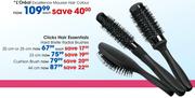 Clicks Hair Essentials Hard Bristle Radial Brushes Cushion Brush