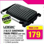 2 Slice Sandwich/Panini Press(LSP-200)