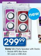 Sway Mini Party Speaker With Radio - Each