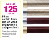 85mm Curtain Track Clip-On Wood(Mahogany & Antique Silver)-1.5m Rod