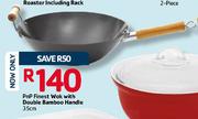 PnP Finest Wok With Double Bamboo Handle-35cm