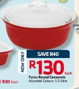 Pyrex Round Casserole-1.5ltr Each