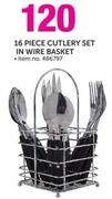 16 Piece Cutlery Set In Wire Basket 486797