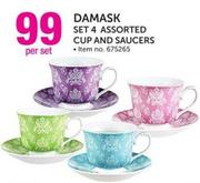Damask Set 4 Assorted Cup And Saucers 675265-Per Set