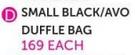 Monarch Small Black/Avo Duffle Bag