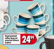Hand Painted Coffee Mug Set Assorted Colors-6 Piece