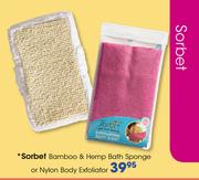 Sorbet Bamboo & Hemp Bath Sponge Or Nylon Body Exfoliator-Each