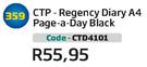 CTP Regency Diary A4 Page A Day Black CTD4101